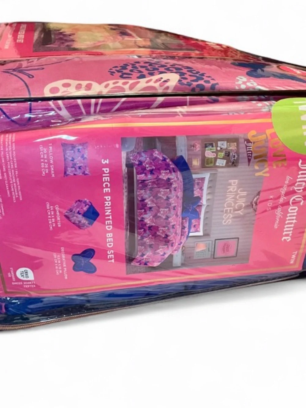 New-Juicy Couture Pink Butterfly Twin 3pc Comforter Set,Butterfly Pillow